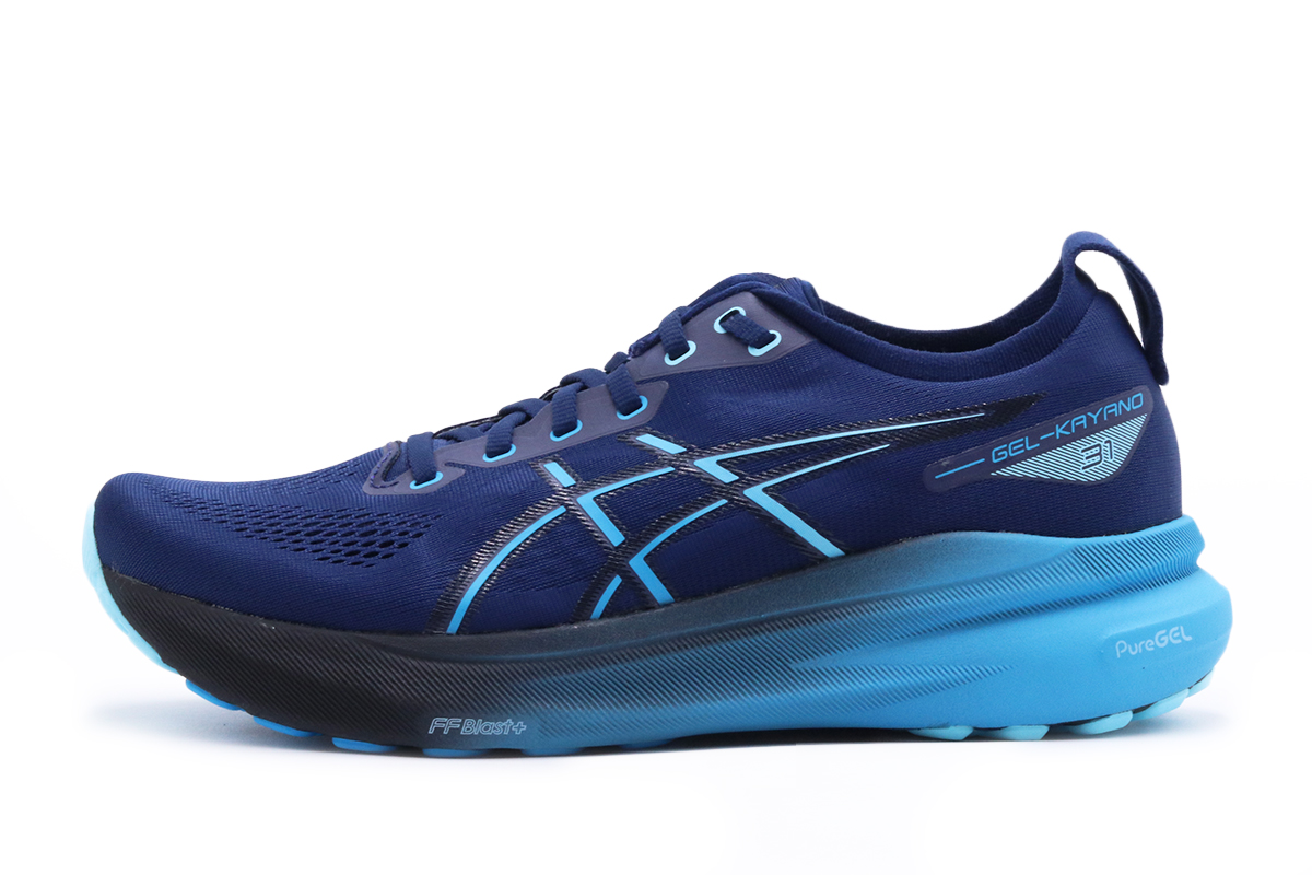 Asics Gel Kayano 31 αθλητικά παπούτσια για τρέξιμο σε μπλε, κίτρινο και λευκό χρώμα