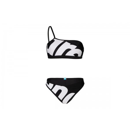 Arena Logo Single Shoulder Γυναικείο Μαγιό Bikini Μαύρο, Λευκό
