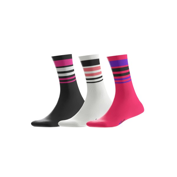 X-Code 3 Pairs Smartech Crew Κάλτσες Ψηλές (04700 WHITE-PURPLE-FUCHSIA)