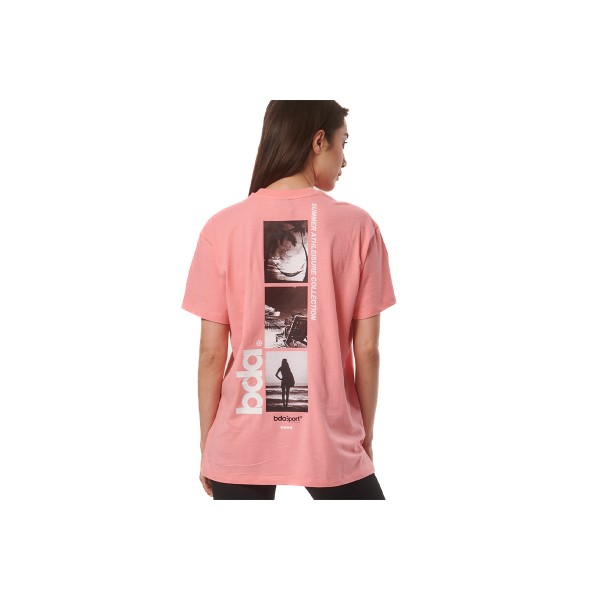 Body Action Oversized W-Print T-Shirt Γυναικείο (051425 CORAL PINK-08C)