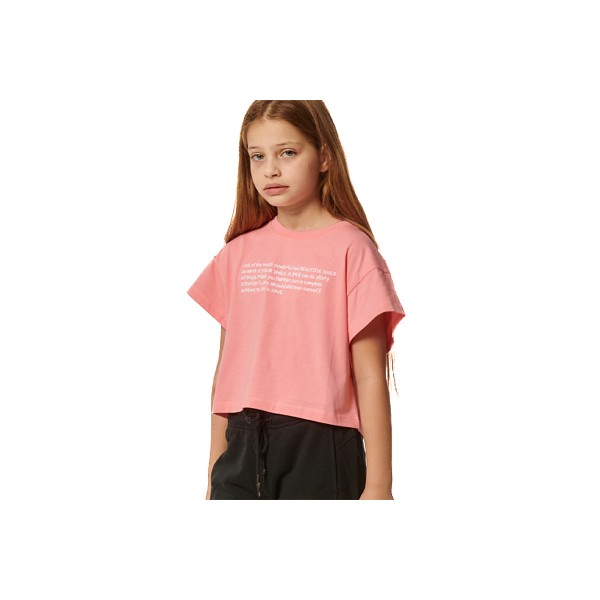 Body Action Girls Graphic Crop Top Κοντομάνικο (052404 CORAL PINK-08C)