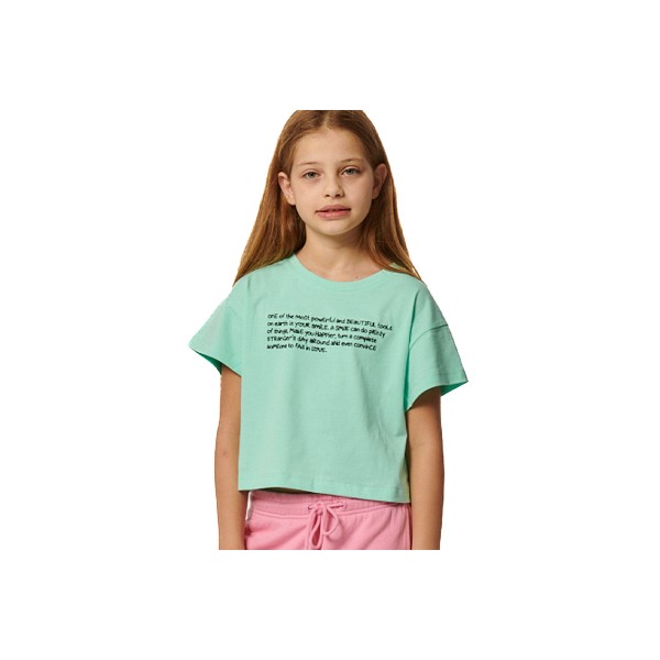 Body Action Girls Graphic Crop Top Κοντομάνικο (052404 GLASS GREEN-07D)