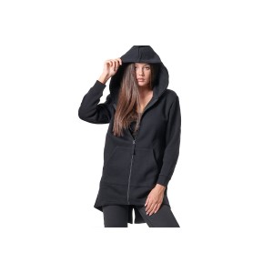 Body Action Long Fishtail Hooded Ζακέτα Βαμβακερή Γυναικεία (071418 BLACK-01)