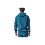 Body Action Fleece Full Zip Ανδρική Ζακέτα Με Κουκούλα Πετρόλ