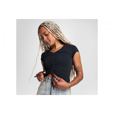 Converse Drawstring Ruched Crop Top Κοντομάνικο Γυναικείο 