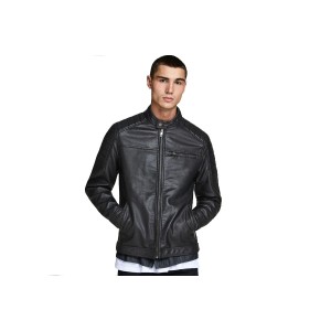 Jack And Jones Jjerocky Jacket Noos Μπουφάν Δερματίνη Ανδρικό (12147218 BLACK)