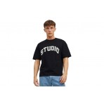 Jack And Jones Jorbrink Studio Tee Ss Crew Neck T-Shirt Ανδρικό (12227718 BLACK)