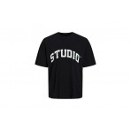 Jack And Jones Jorbrink Studio Tee Ss Crew Neck T-Shirt Ανδρικό (12227718 BLACK)