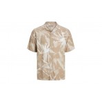 Jack And Jones Jorflow Resort Aop Shirt Ss Blk Ln Πουκάμισο Κοντομάνικο Ανδ (12228022 CROCKERY)