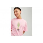 Jack And Jones Jorgrocery Tee Ss Crew Neck T-Shirt Ανδρικό (12230754 PRISM PINK)