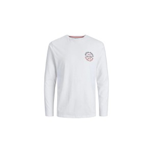 Jack And Jones Jjmikk Tee Ls Crew Neck Μπλούζα Με Λαιμόκοψη Ανδρική (12235747 WHITE-SMALL)