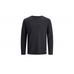 Jack And Jones Jacbasic Label Ls Tee Μπλούζα Με Λαιμόκοψη Ανδρική