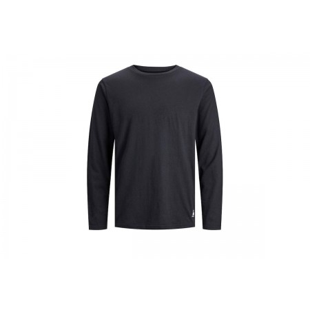 Jack And Jones Jacbasic Label Ls Tee Μπλούζα Με Λαιμόκοψη Ανδρική