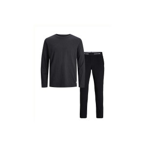 Jack And Jones Jacbasic Label Ls Tee And Pants Σετ Πιτζάμας Ανδρική (12245903 BLACK)