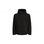 Jack And Jones Fleece Ανδρικό Φούτερ Με Κουκούλα Μαύρο