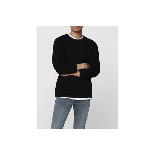 Jack And Jones Jprblunoah Knit Crew Neck Bf Ln Πουλόβερ Ανδρικό (12265328 BLACK)