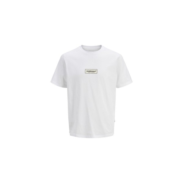 Jack And Jones Jorsplit Fakestitch Branding Ss C Ln T-Shirt Ανδρικό (12273182 BRIGHT WHITE)