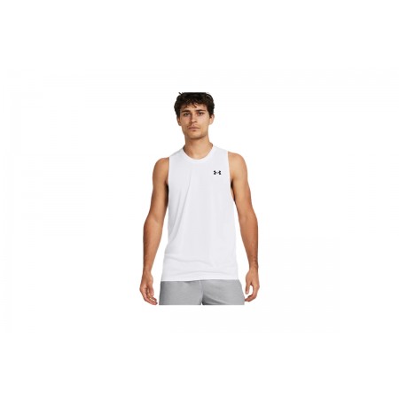 Under Armour Tech Tank Ανδρική Αμάνικη Μπλούζα Λευκή