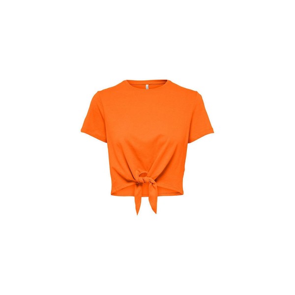 Only Onlmay S-S Short Knot Top Box Jrs Top Κοντομάνικο Γυναικείο (15257467 ORANGE PEEL)