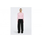 Only Onlmeddi Ls Rib Crop O-Neck Cc Knt Μπλούζα Πλεκτή Γυναικεία (15280060 PINK TULLE)