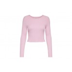 Only Onlmeddi Ls Rib Crop O-Neck Cc Knt Μπλούζα Πλεκτή Γυναικεία (15280060 PINK TULLE)