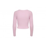 Only Onlmeddi Ls Rib Crop O-Neck Cc Knt Μπλούζα Πλεκτή Γυναικεία (15280060 PINK TULLE)