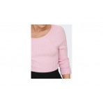 Only Onlmeddi Ls Rib Crop O-Neck Cc Knt Μπλούζα Πλεκτή Γυναικεία (15280060 PINK TULLE)