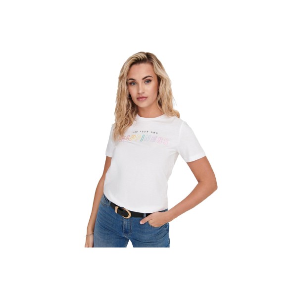 Only Onlcora Reg S-S Word Top Box Jrs T-Shirt Γυναικείο (15286729 BRIGHT WHITE-HAPPI)