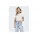 Only Betty Γυναικείο Κοντομάνικο Cropped T-Shirt Λευκό