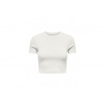 Only Betty Γυναικείο Κοντομάνικο Cropped T-Shirt Λευκό