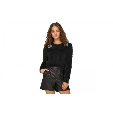 Only Onlsuri Ls Bling Crop O-Neck Prm Knt Πουλόβερ Γυναικείο (15327597 BLACK-DARK SILVE)