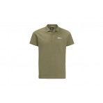 Jack Wolfskin Essential Ανδρικό Κοντομάνικο Polo T-Shirt Χακί