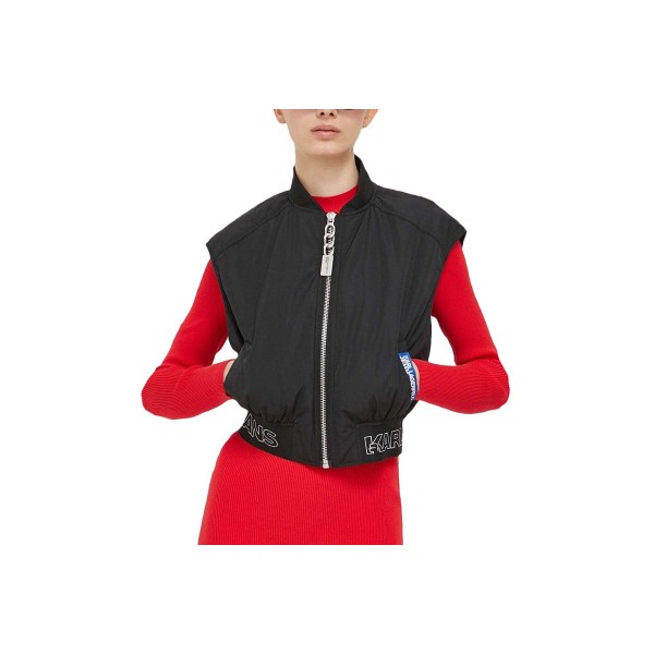 Karl Lagerfeld Cropped Sless Bomber Μπουφάν Αμάνικο Γυναικείο (235J1503 J101)