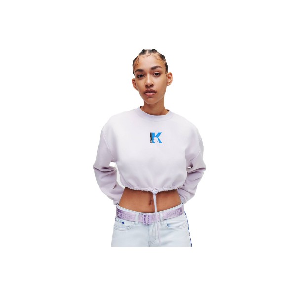 Karl Lagerfeld Relaxed Tied Sweat Crop Top Μακρυμάνικο (235J1802 J147)