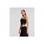 Karl Lagerfeld Folded Bustier Γυναικεία Αμάνικη Crop Top Μπλούζα