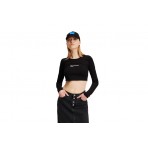 Karl Lagerfeld Fitted Layered Γυναικεία Crop Top Μπλούζα Μαύρη