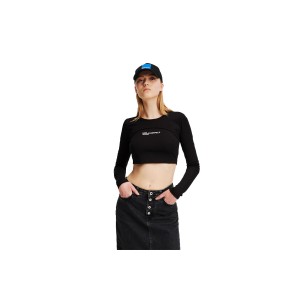 Karl Lagerfeld Fitted Layered Lslv Crop Top Μακρυμάνικο Γυναικείο (245J1704 J101)