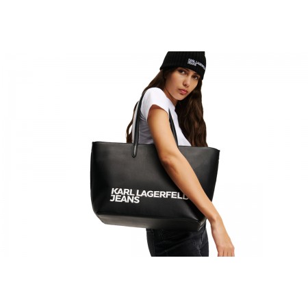 Karl Lagerfeld Essential Logo Γυναικεία Τσάντα Shopper Μαύρη