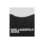 Karl Lagerfeld Essential Logo Baguette Τσαντάκι Ώμου Μαύρο, Ασημί