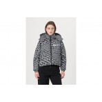 Karl Lagerfeld Monogram Γυναικείο Puffer Μπουφάν Μαύρο, Λευκό