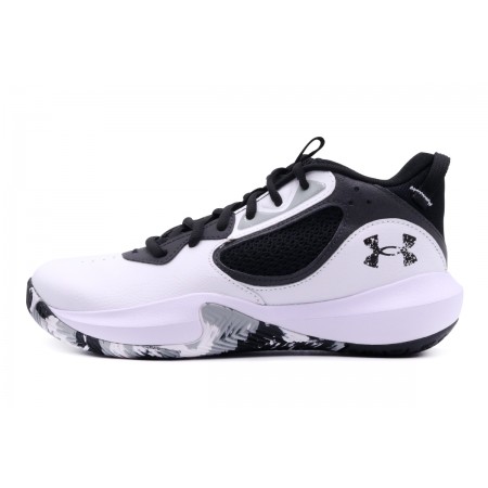 Under Armour Lockdown 6 Παιδικά Μπασκετικά Παπούτσια Λευκά, Μαύρα