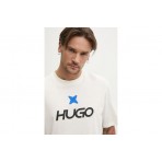 Hugo Newromi Logo Artwork Ανδρικό Κοντομάνικο T-Shirt Εκρού