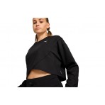 Puma Cloudspun Crossover Crew Γυναικεία Crop Top Μπλούζα Μαύρη