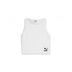 Puma Classics Ribbed Crop Top Γυναικεία Αμάνικη Μπλούζα Λευκή