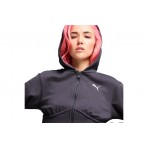 Puma Dare To Cropped Γυναικεία Ζακέτα Με Κουκούλα Γκρι Σκούρο