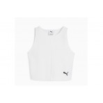 Puma Wardrobe Essentials Γυναικείο Αμάνικο Crop Top Λευκό