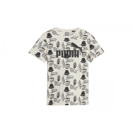 Puma Ess Mid 90s Παιδικό Κοντομάνικο T-Shirt Εκρού, Μαύρο, Λευκό