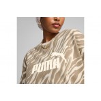 Puma Ess+ Animal Γυναικεία Μακρυμάνικη Μπλούζα Εκρού, Χακί