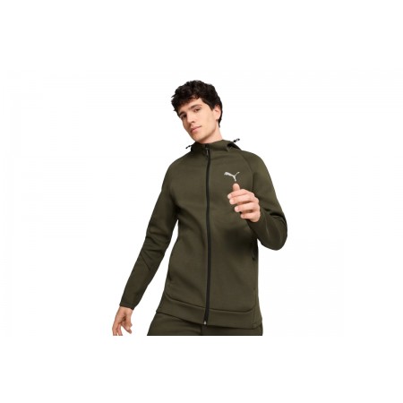 Puma Evostripe Full-Zip Ανδρική Ζακέτα Με Κουκούλα Χακί