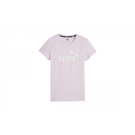 Puma Essplus Metallic Logo Γυναικείο Κοντομάνικο T-Shirt Ροζ